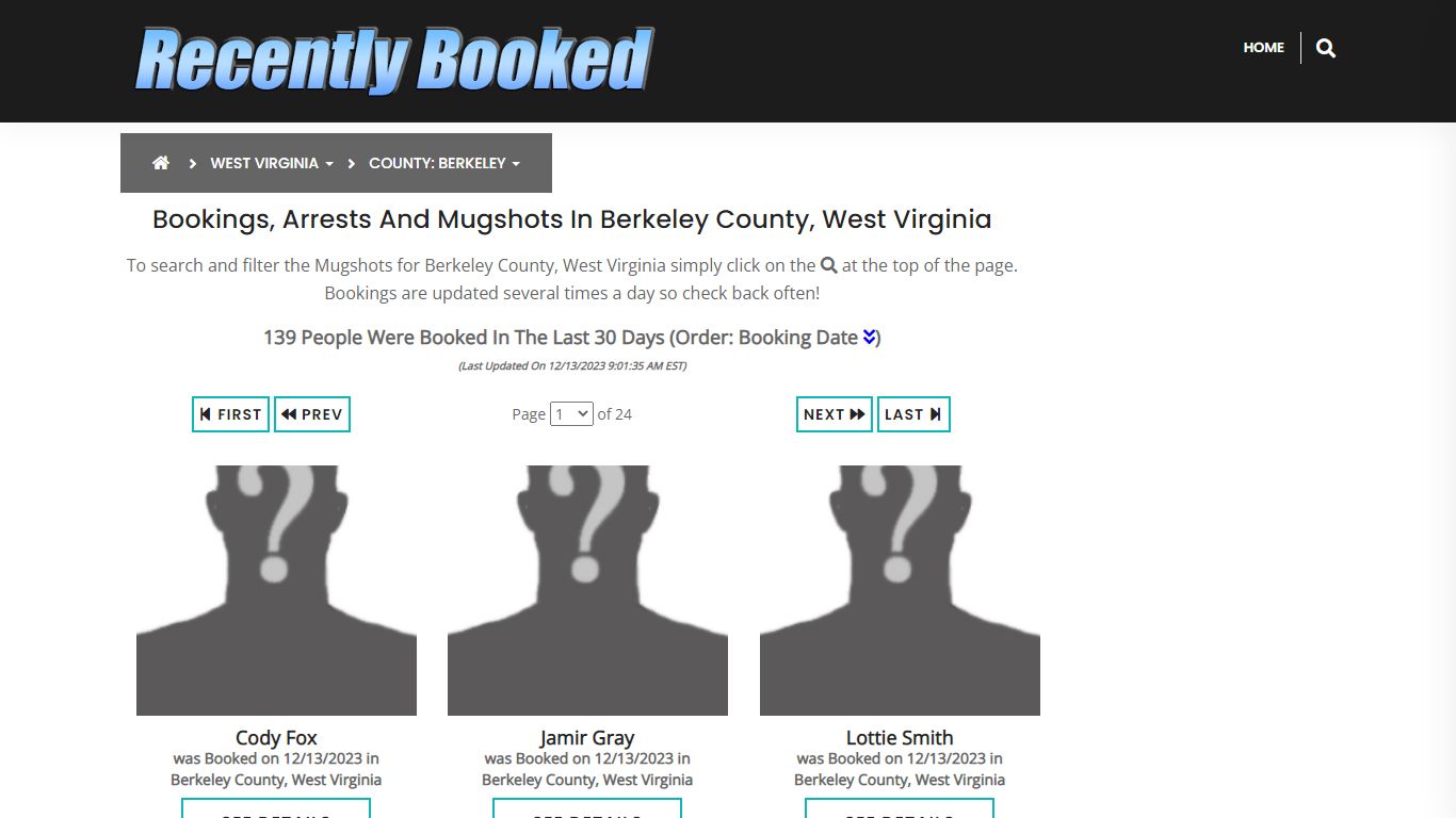 Bookings, Arrests and Mugshots in Berkeley County, West Virginia